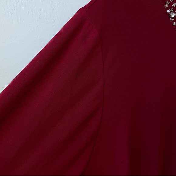 2 Piece Deep Red Sweater Jacket & Matching Tank Top Evening Wear Moda Verona 3XL - Picture 11 of 16